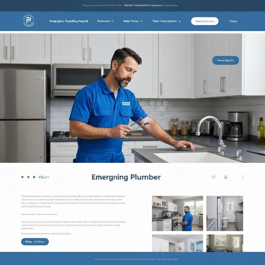 Emergency plumber website — laptop and phone