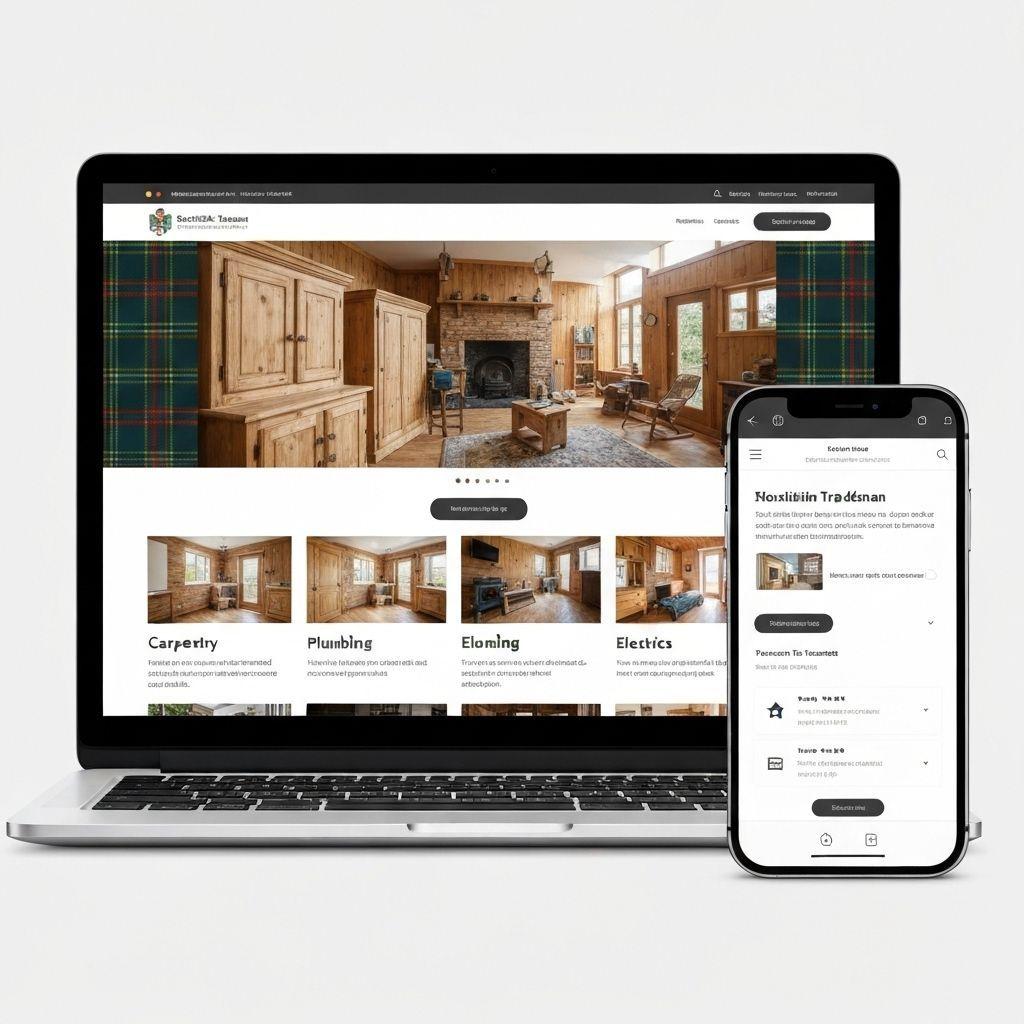 Clean, modern plumber website on laptop and phone